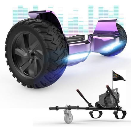 Hoverboard RCB 8.5 Pouces Scooter électrique Tout Terrain Gyropode Hummer Bluetooth LED + Hoverkart Karting Réglable Violet&Noir noir