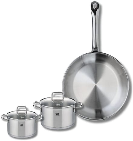 Set van 1 Koekenpan 28 cm en 2 kookpotten 12 en 14 cm Elo Profi Citrin