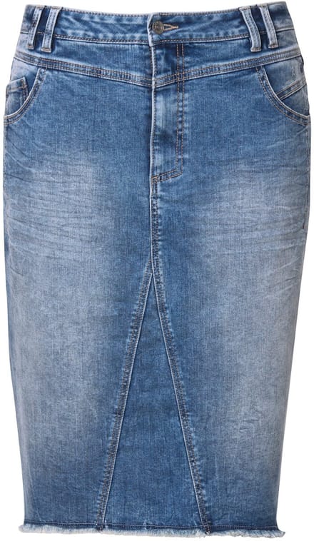 Laurasøn - Dames - Jeansrok 5-pocket riemlussen - Blauw denim - Maat 48