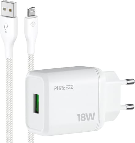Oplader met kabel geschikt voor iPhone iPad met Lightning - Usb stekker - Met 1 meter oplaadkabel