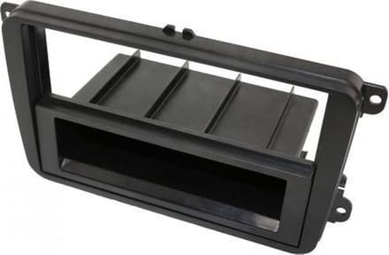 2-DIN inbouwframe met bakje VW/Skoda Zwart Rubber Touch