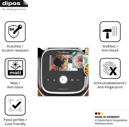 dipos – 2x Matte Pantserfolie geschikt voor Moulinex i-Companion Touch Pro | 9H Screenprotector