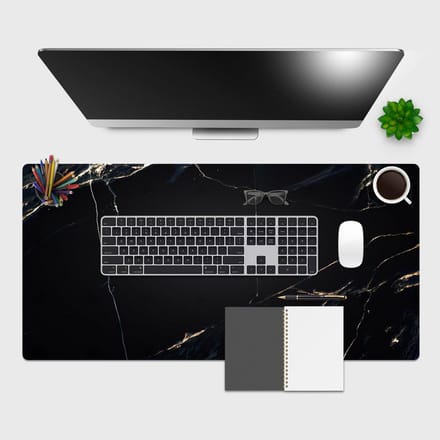 Groot bureauonderlegger Bureaumat Vinyl Donker Marmer 90x40 cm - Krasbestendig en Antislip