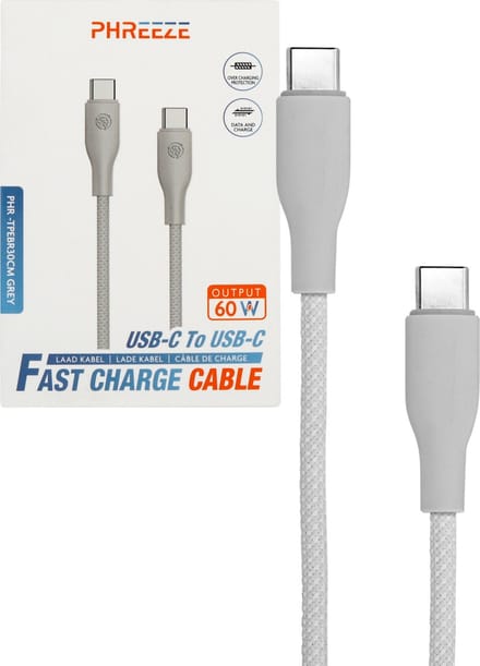 USB-C naar USB-C Kabel - 1 Meter - 60W Super Fast Charge - Ultra Sterk en Flexibel - Geschikt voor Apple CarPlay, Android Auto - USBC Kabels