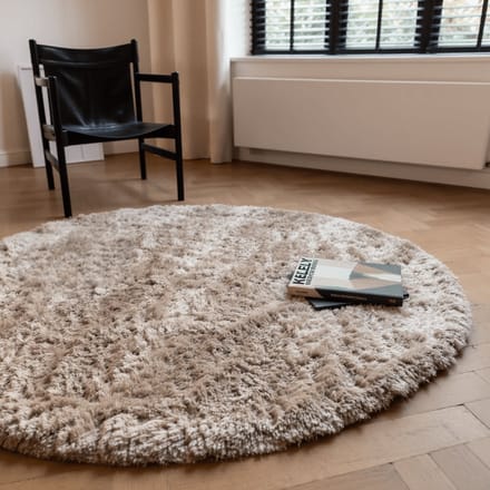 Rond hoogpolig vloerkleed Fender beige - Rond 200 Ø - (L)