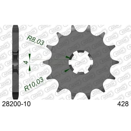 Tandwiel voor motorfiets Afam 428