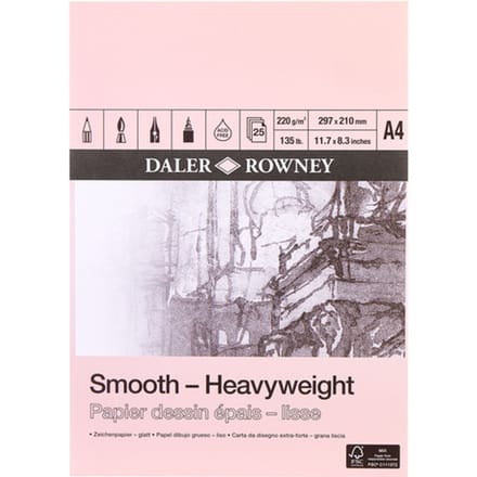 Tekenpapier Daler-Rowney Smooth Heavyweight 220gr A4 natuurlijk wit