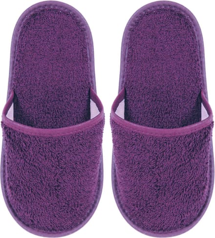 Badslippers Badstof Uni Pure met Zool Paars Maat 43 - 1 Paar