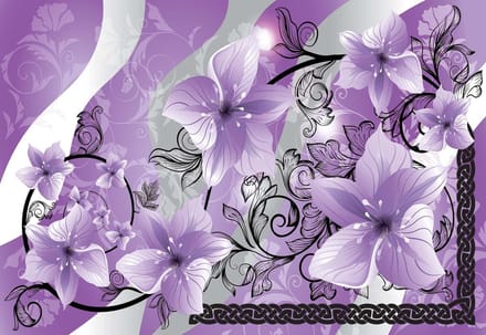 Fotobehang Flowers Floral Pattern | XL - 208cm x 146cm | 130g/m2 Vlies