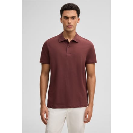Poloshirt Lino met linnenaandeel, bordeauxrood