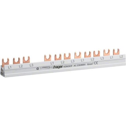 Hager KDN363F Hager KDN363F aansluitblok Phase busbar Meerdere kleuren 3-polig 63 A 1 stuk(s)