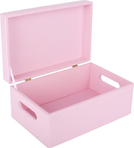 Creative Deco Grote Houten Opbergkist Roze – 30x20x14cm – Met Deksel, Handvat