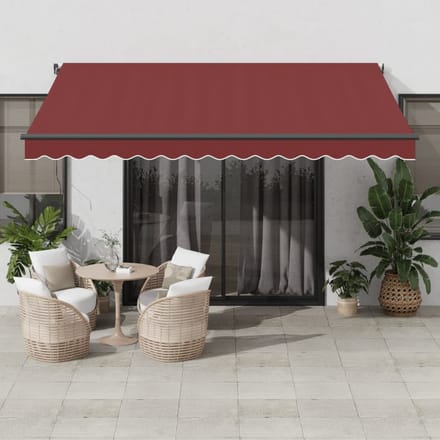 vidaXL - Luifel - automatisch - uittrekbaar - 400x350 - cm - bordeauxrood