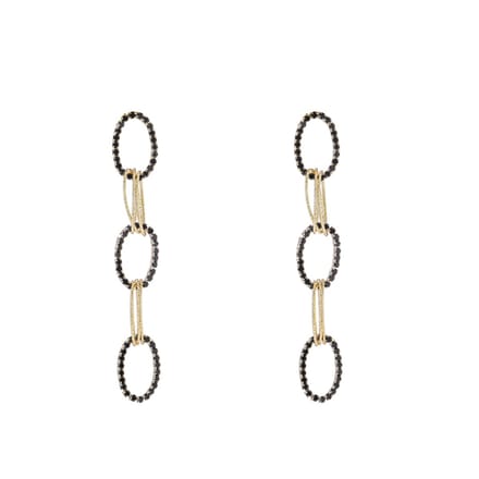 Day&Eve by Go Dutch Label Oorknoppen Ovaal Link Witte Stenen Zwart