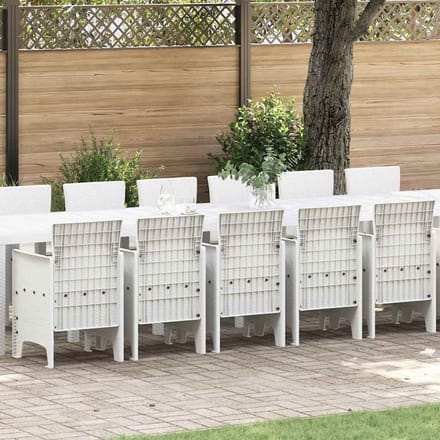 vidaXL - Tuin - eettafelset - met - kussens - 17 - st - Wit - PP
