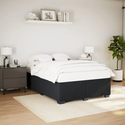 vidaXL - Bedframe - zonder - matras - 140x200 - cm - fluweel - zwart