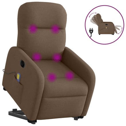 vidaXL - Sta-op-massagestoel - elektrisch - verstelbaar - stof - bruin