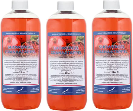 Claudius Douchegel Granaatappel 1 liter - set van 3 stuks - Showergel