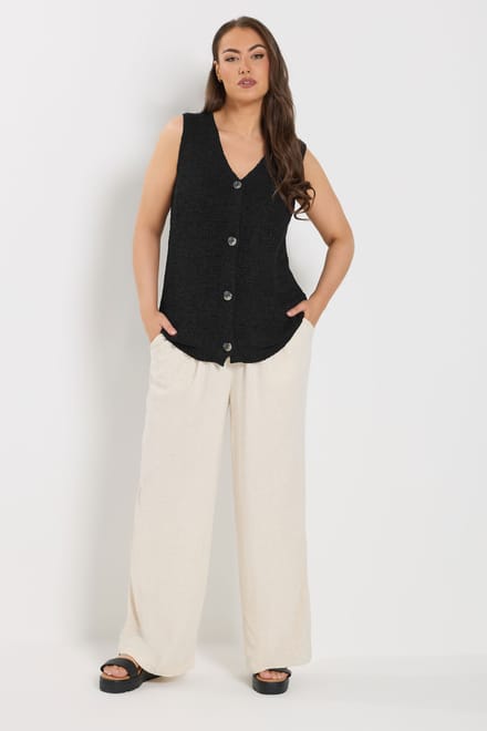 Yours Zwarte Gebreide Gilet Met Knoopsluiting Size 42-44