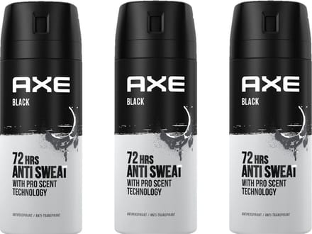 Axe Deospray - Dry Black- Deodorant - 150 ml - Voordeelverpakking 3 stuks