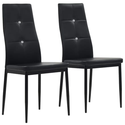 vidaXL - Eetkamerstoelen - 2 - st - kunstleer - zwart