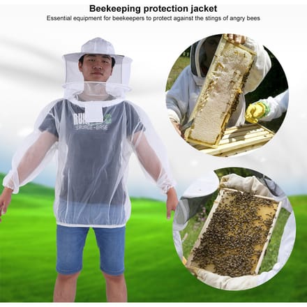 Veste d'apiculteur professionnelle Combinaison de protection d'apiculture transparente Équipement avec voile à capuche gray