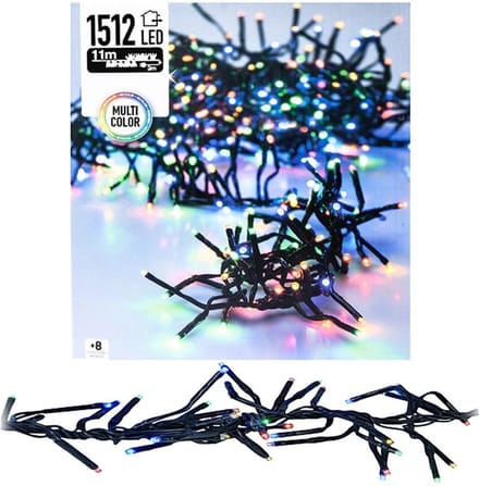 Kleurrijke kerstlampjes microcluster 11 meter met 1512 LED-lampjes