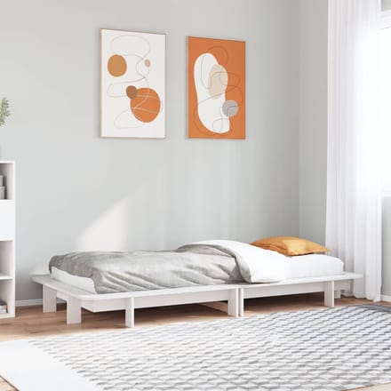 vidaXL - Bedframe - zonder - matras - massief - grenenhout - wit - 90x200 - cm