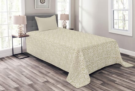 ABAKUHAUS Blooms sprei-set 170x220 cm – bleekgeel/groen/wit