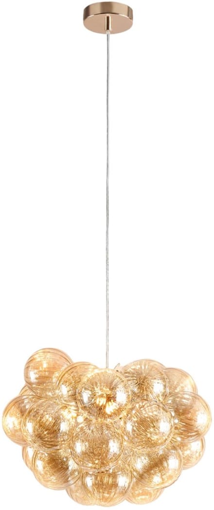 Kosilum - Maeli - Hanglamp - Roségoud en amberkleurig - Metaal en glas