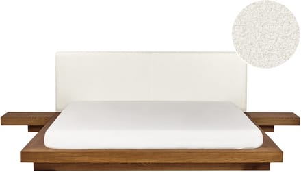 ZEN - Tweepersoonsbed - Lichthout - 180 x 200 cm - Bouclé