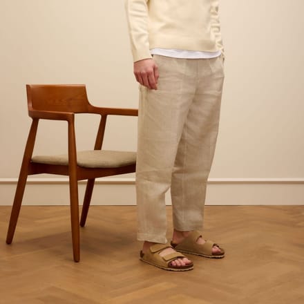 Manfield - Heren - Beige suède slippers - Maat 44