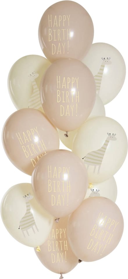 Folat - Ballonnen birthday giraffe (12 stuks - 33 cm)