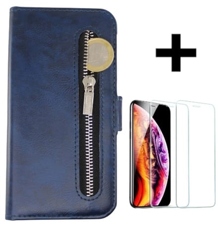 Rico Vitello Rits Wallet case Geschikt voor Samsung Galaxy A21S + gratis screenprotector kleur Blauw