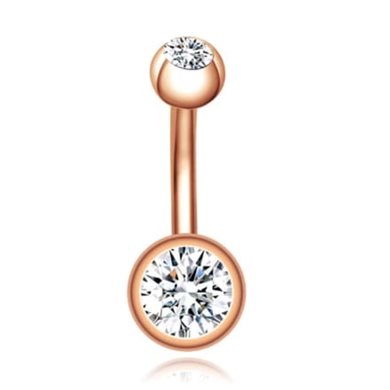 Chirurgisch Edelstaal Navelpiercing - Zirkonia - Rose