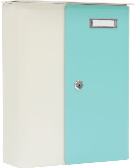 Rottner Brievenbus Splashy Wit met Turquoise Deur - 35,7x29,5x10cm