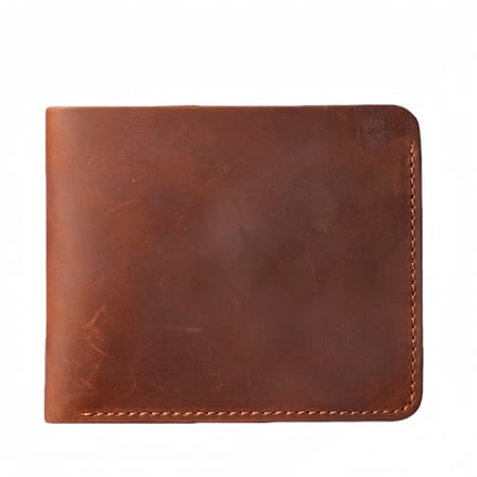 Portemonnee - Echt leer - Vintage - Drievoudig gevouwen - 11,5*9,5*2 cm - Roodbruin - 1 stuk