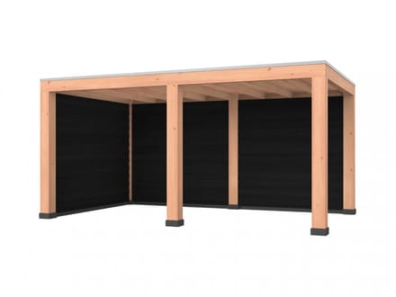 Douglas overkapping, 500 x 300, met achterwand en zijwand, Westwood Modern Basic zwart
