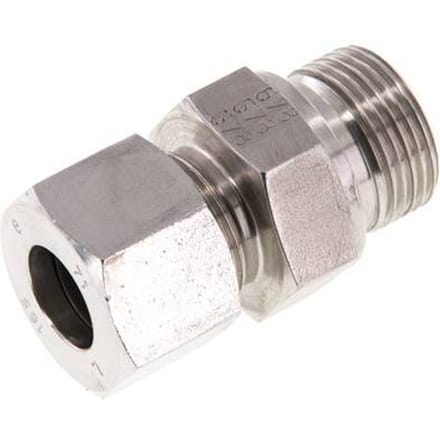 G 3/4'' Buitendraad x 16S RVS Rechte Snijring Koppeling 400 Bar DIN 2353 - FL2S-MC-ST-034G-16-S