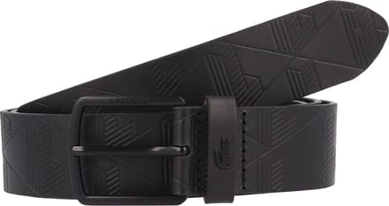 LACOSTE Leren riem Monogramme Embossed Belt W100 Noir zwart