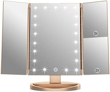 Make-upspiegel met LED-verlichting en vergrootglas