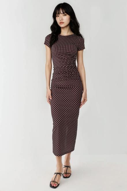 Leopardprint Aansluitend Maxijurkje met Korte Mouwen