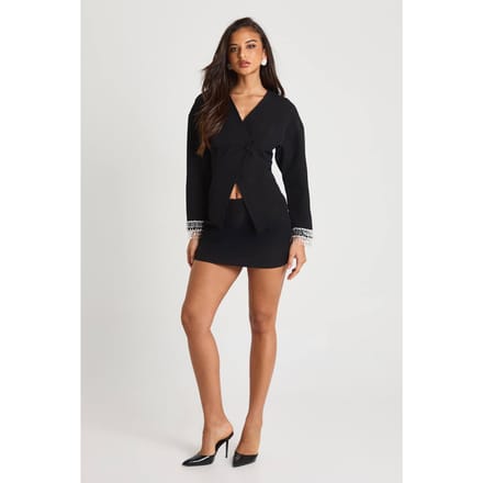 boohoo Dames Op maat gemaakte A-lijn mini-rok | Black | Maat: 16