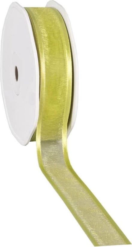Satin edge Organzalint Lime – 25 mm × 25 m – Organza