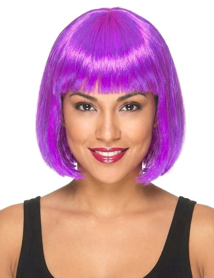 Vegaoo - Half lange paarse pruik voor vrouwen - Fluo - One Size