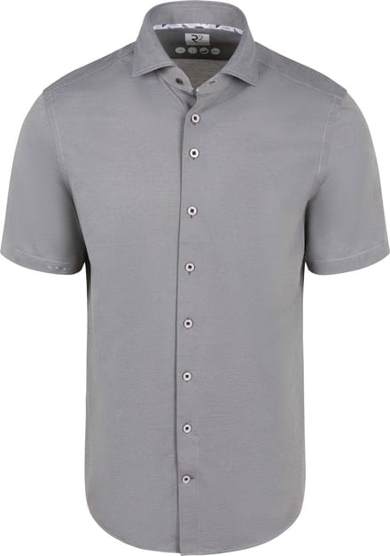 R2 Short Sleeve Overhemd Technical Knitted Dobby Groen - Maat S - Heren - Overhemden Formeel