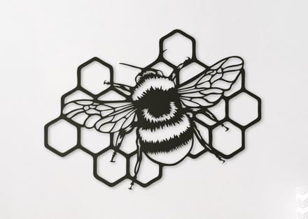 Wanddecoratie dieren | Bij met honingraat - L (45x60cm)