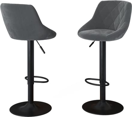 Vicco Barkrukken set van 2 Sena, Grijs/Zwart, 38.5 x 84 cm