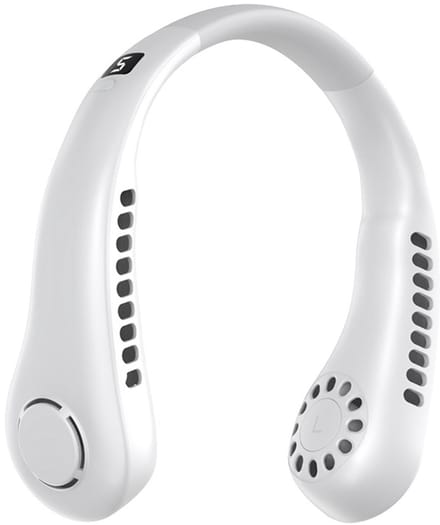 Draagbare nekventilator, 5000 mAh, USB oplaadbaar, persoonlijke nekventilator, 5 snelheden (wit)