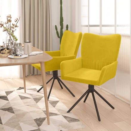 vidaXL - Eetkamerstoelen - draaibaar - 2 - st - fluweel - geel